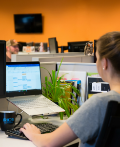 Working at desk
