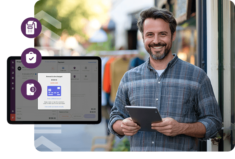 man with ipad