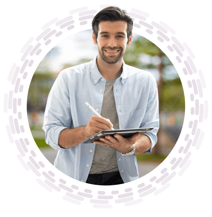 guy holding tablet