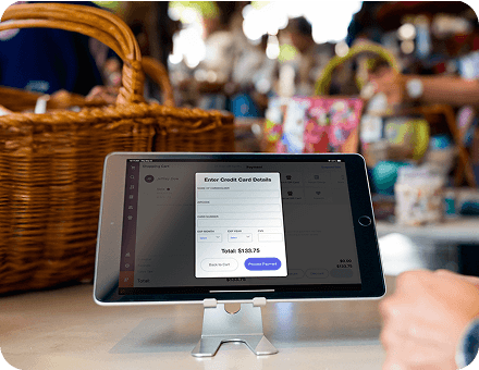 tablet with rics software open for checkout