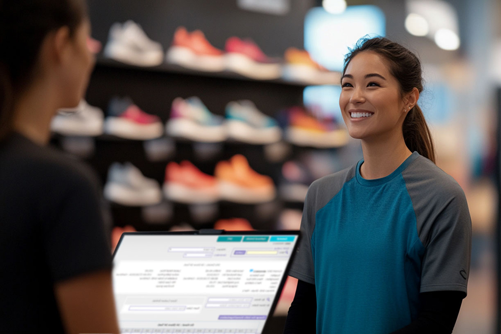 women standing at counter