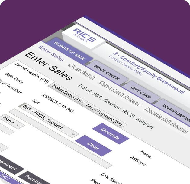 screen shot of rics software